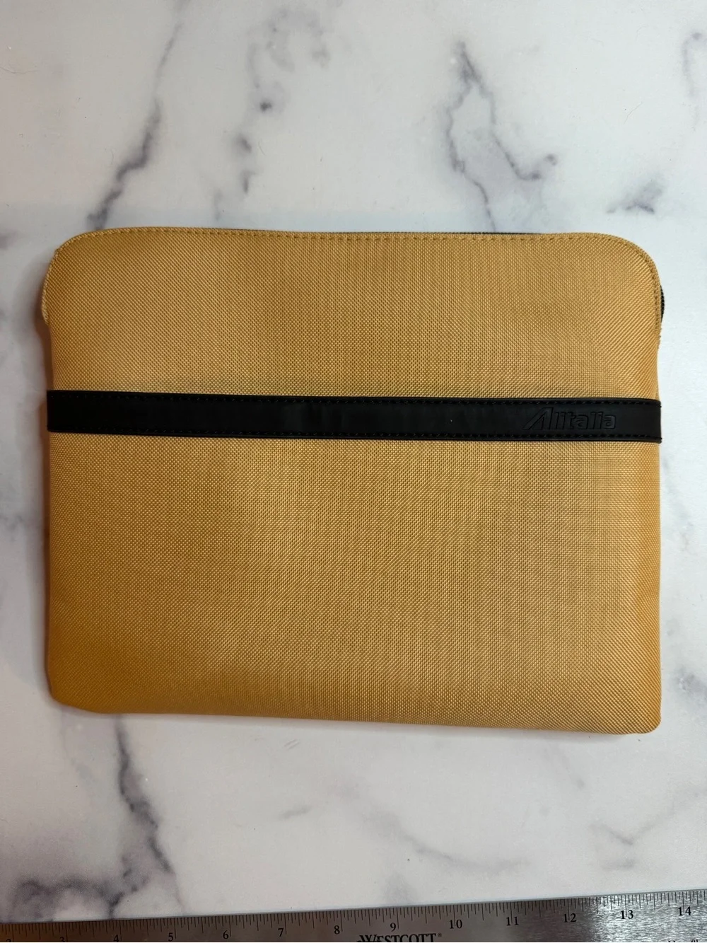 BVLGARI Parfums for Alitalia Airline Amenity Travel Pouch Tan Black 10”